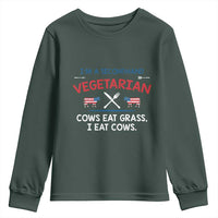 Funny BBQ Lover Youth Sweatshirt Cow Eat Grass I Eat Cow Anti Vegan Jokes