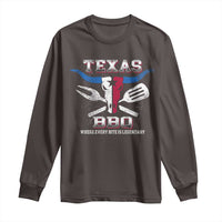 Texas BBQ Lover Long Sleeve Shirt Where Every Bite Is Legendary Texan Flag