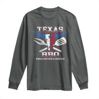 Texas BBQ Lover Long Sleeve Shirt Where Every Bite Is Legendary Texan Flag