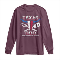 Texas BBQ Lover Long Sleeve Shirt Where Every Bite Is Legendary Texan Flag