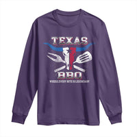 Texas BBQ Lover Long Sleeve Shirt Where Every Bite Is Legendary Texan Flag