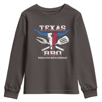 Texas BBQ Lover Youth Sweatshirt Where Every Bite Is Legendary Texan Flag