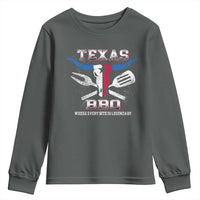 Texas BBQ Lover Youth Sweatshirt Where Every Bite Is Legendary Texan Flag