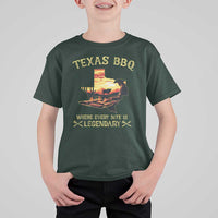Texas BBQ Lover T Shirt For Kid Where Every Bite Is Legendary Cowboy Grilling Pitmaster
