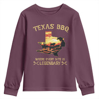 Texas BBQ Lover Youth Sweatshirt Where Every Bite Is Legendary Cowboy Grilling Pitmaster