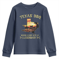 Texas BBQ Lover Youth Sweatshirt Where Every Bite Is Legendary Cowboy Grilling Pitmaster