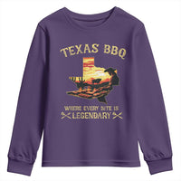 Texas BBQ Lover Youth Sweatshirt Where Every Bite Is Legendary Cowboy Grilling Pitmaster