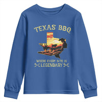 Texas BBQ Lover Youth Sweatshirt Where Every Bite Is Legendary Cowboy Grilling Pitmaster