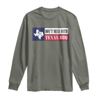Don't Mess With Texas BBQ Long Sleeve Shirt Texan Flag Grilling Pitmaster