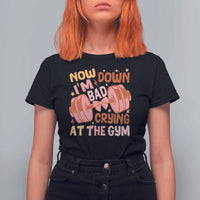 Gymer T Shirt For Women Down Bad Crying At The Gym Groovy Bow Coquette - Wonder Print Shop