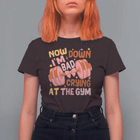 Gymer T Shirt For Women Down Bad Crying At The Gym Groovy Bow Coquette - Wonder Print Shop