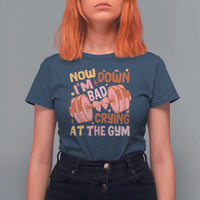 Gymer T Shirt For Women Down Bad Crying At The Gym Groovy Bow Coquette - Wonder Print Shop