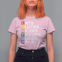 LGBTQ Gymer T Shirt For Women Lats Glutes Biceps Triceps Quads - Wonder Print Shop
