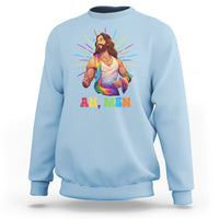 Ah Men Funny LGBT Gay Pride Jesus Rainbow Flag Christian Sweatshirt - Wonder Print Shop