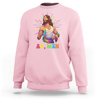 Ah Men Funny LGBT Gay Pride Jesus Rainbow Flag Christian Sweatshirt - Wonder Print Shop