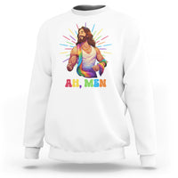 Ah Men Funny LGBT Gay Pride Jesus Rainbow Flag Christian Sweatshirt - Wonder Print Shop