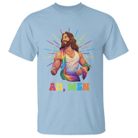 Ah Men Funny LGBT Gay Pride Jesus Rainbow Flag Christian T Shirt - Wonder Print Shop