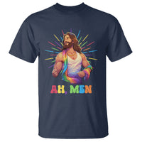 Ah Men Funny LGBT Gay Pride Jesus Rainbow Flag Christian T Shirt - Wonder Print Shop