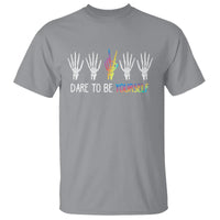 LGBT Pride T Shirt Dare To Be Yourself Skeleton Hand Rainbow - Wonder Print Shop