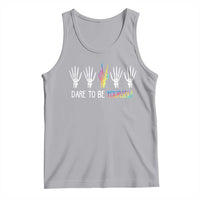 LGBT Pride Tank Top Dare To Be Yourself Skeleton Hand Rainbow