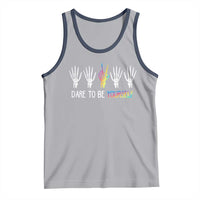 LGBT Pride Tank Top Dare To Be Yourself Skeleton Hand Rainbow