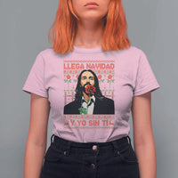 Funny Mexico Xmas T Shirt For Women Llega Navidad Y Yo Sin Ti Mexican Pop Star - Wonder Print Shop