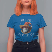 Funny Mexico Xmas T Shirt For Women Santa Sombrero Feliz Navidad - Wonder Print Shop