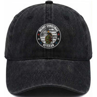 Merry Xmas Veteran Washed Cotton Baseball Cap Grenade Christmas Tree America Flag Patriotic