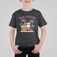 Funny Haitian Christmas T Shirt For Kid Nwel Ayisen Creole Santa Palm Tree - Wonder Print Shop