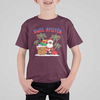 Funny Haitian Christmas T Shirt For Kid Nwel Ayisen Creole Santa Palm Tree - Wonder Print Shop
