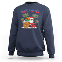 Funny Haitian Christmas Sweatshirt Nwel Ayisen Creole Santa Palm Tree - Wonder Print Shop