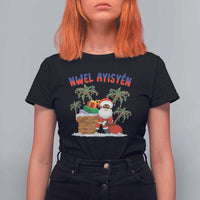 Funny Haitian Christmas T Shirt For Women Nwel Ayisen Creole Santa Palm Tree - Wonder Print Shop