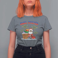 Funny Haitian Christmas T Shirt For Women Nwel Ayisen Creole Santa Palm Tree - Wonder Print Shop