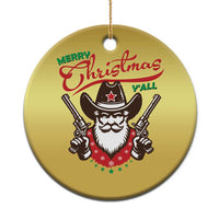 Merry Christmas Y'All Texas Cowboy Santa Christmas Ornament - Wonder Print Shop