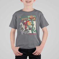 Western Christmas T Shirt For Kid Jingle Horse Pick Up Your Feet Cowboy Santa Rider - Wonder Print Shop