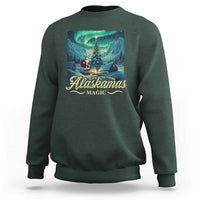 Xmas In Alaska Sweatshirt Alaskamas Magic Aurora Santa - Wonder Print Shop