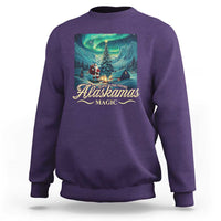 Xmas In Alaska Sweatshirt Alaskamas Magic Aurora Santa - Wonder Print Shop