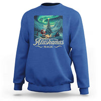 Xmas In Alaska Sweatshirt Alaskamas Magic Aurora Santa - Wonder Print Shop