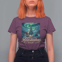 Xmas In Alaska T Shirt For Women Alaskamas Magic Aurora Santa - Wonder Print Shop