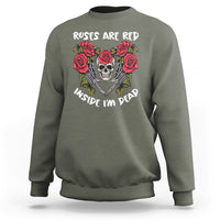 Valentine's Day Sweatshirt Roses are Red Inside I'm Dead Skeleton Heart Shape - Wonder Print Shop