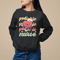 Valentine's Day Sweatshirt Retro Pediatric Nurse Cute Heart Stethoscope - Wonder Print Shop