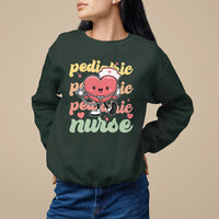 Valentine's Day Sweatshirt Retro Pediatric Nurse Cute Heart Stethoscope - Wonder Print Shop