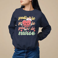 Valentine's Day Sweatshirt Retro Pediatric Nurse Cute Heart Stethoscope - Wonder Print Shop