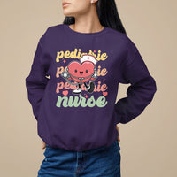 Valentine's Day Sweatshirt Retro Pediatric Nurse Cute Heart Stethoscope - Wonder Print Shop