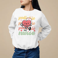 Valentine's Day Sweatshirt Retro Pediatric Nurse Cute Heart Stethoscope - Wonder Print Shop