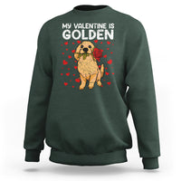 Valentine's Day Sweatshirt My Valentine Is Golden Retriever Cute Pet Dog Rose - Wonder Print Shop