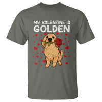 Valentine's Day T Shirt My Valentine Is Golden Retriever Cute Pet Dog Rose - Wonder Print Shop