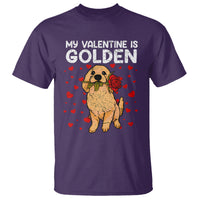 Valentine's Day T Shirt My Valentine Is Golden Retriever Cute Pet Dog Rose - Wonder Print Shop