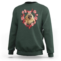 Valentine's Day Sweatshirt My Valentine Is Pug Cute Pet Dog Rose Heart Shape - Wonder Print Shop