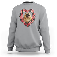 Valentine's Day Sweatshirt My Valentine Is Pug Cute Pet Dog Rose Heart Shape - Wonder Print Shop